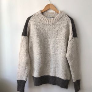 two-toned colorblock knit sweater